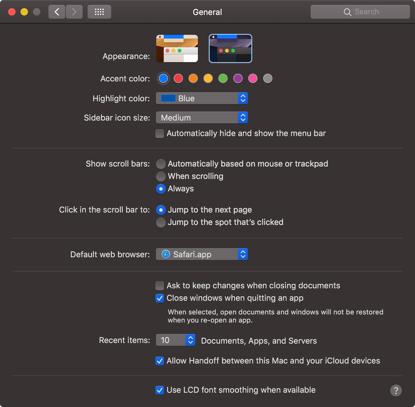 Dark mode ux/ui in macOS system apps